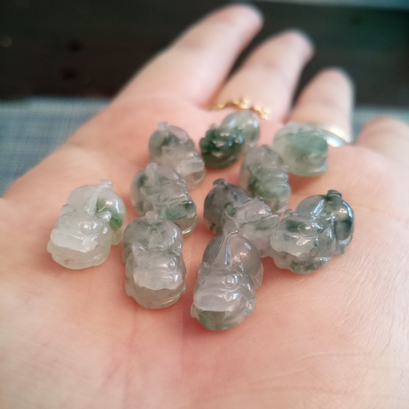 Certified Burmese Jadeite Pixiu Red String Ring - Picture 12 of 12